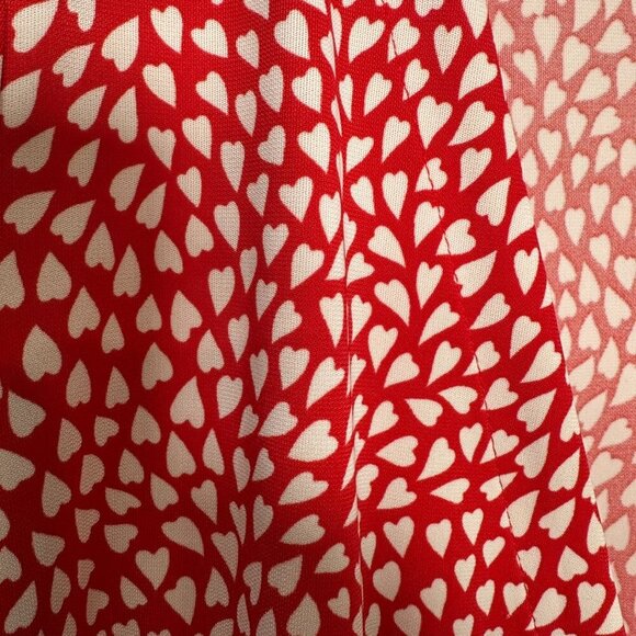 Ann Taylor Heart Jersey Wrap Dress Size 12 Red White Stretch Travel Work - Picture 3 of 8